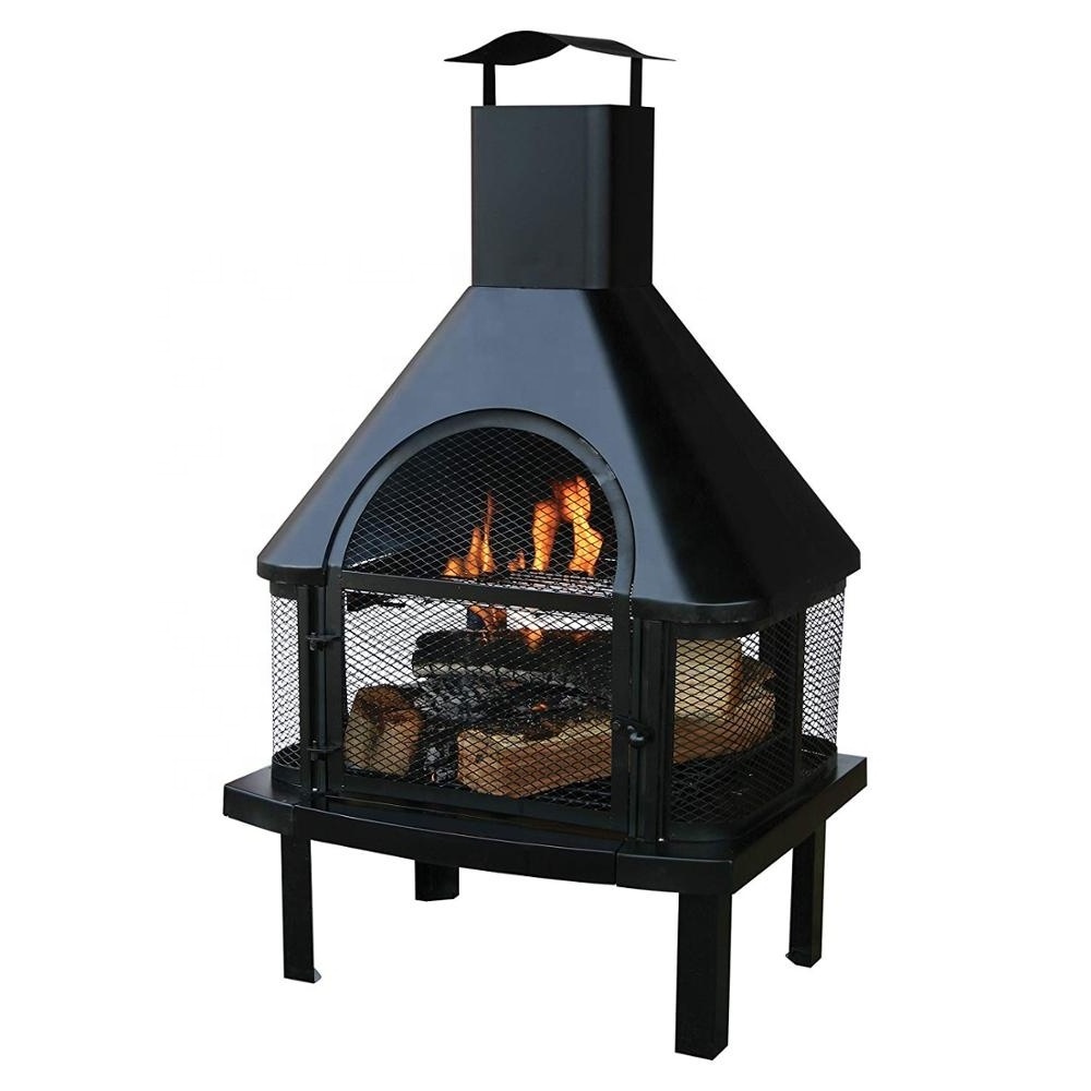 45 in. Large Capacity Outdoor Fire Pit Fireplace with Chimney