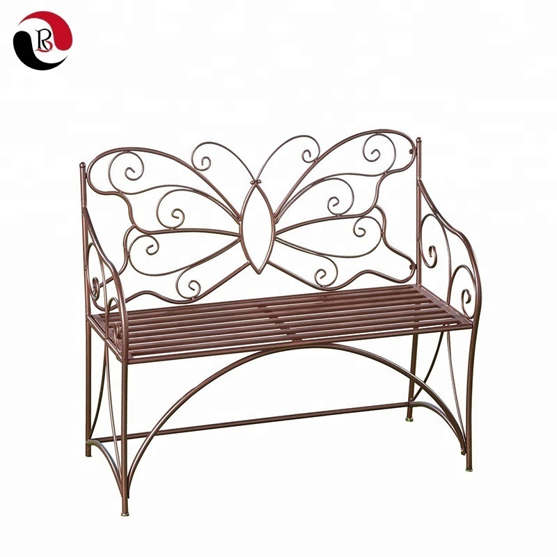 Factory Supply Outdoor Butterfly Shape Metal Garden Bench