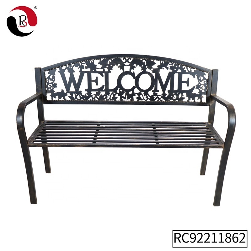 Customized Design Antique Copper Welcome Backrest Metal Garden Bench