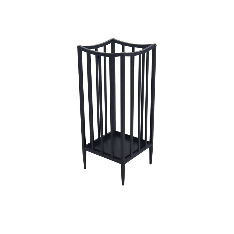 2024 New Design Black Square Indoor Home Entryway Metal Umbrella Stand with Water Tray