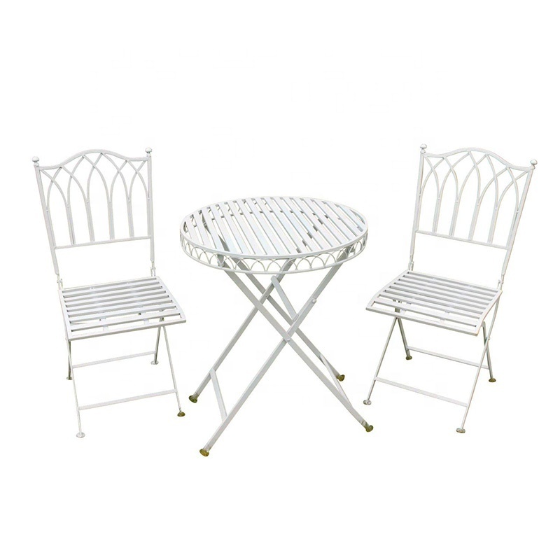 Factory Selling White Outdoor Garden Metal Folding Bistro Set Table and Chairs Set