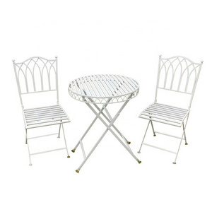 Factory Selling White Outdoor Garden Metal Folding Bistro Set Table and Chairs Set