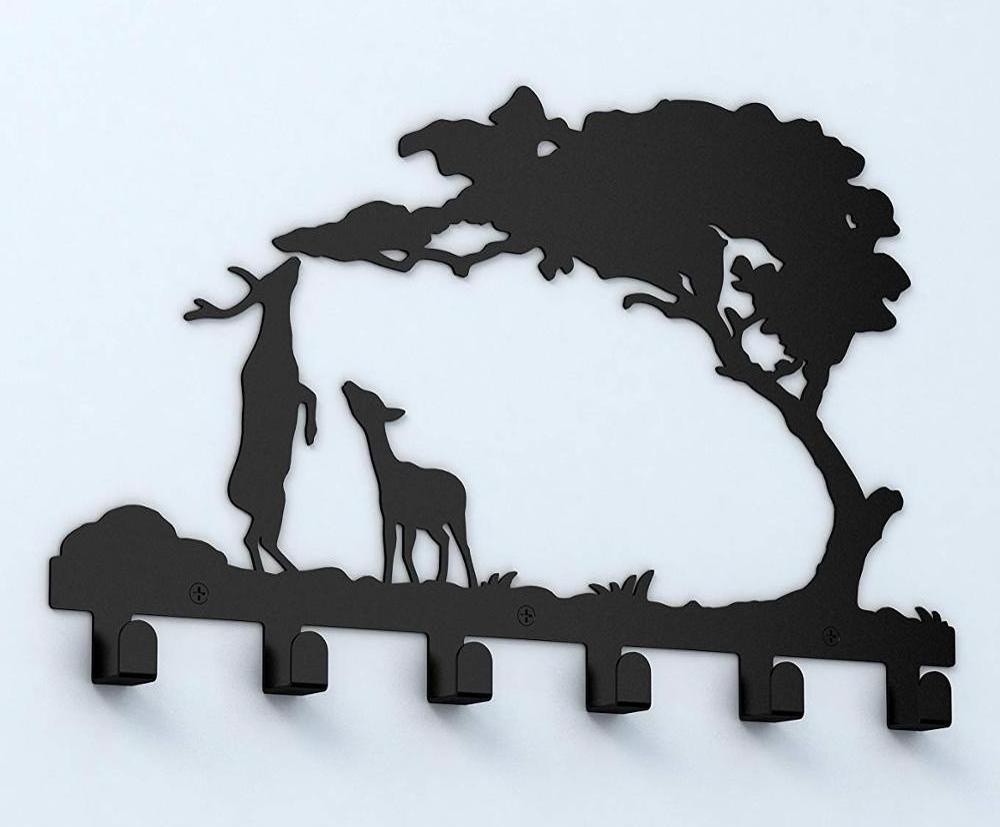 2020 Wall Mounted Creative Moose  Pattern  Black Metal Handcraft Coat Hooks