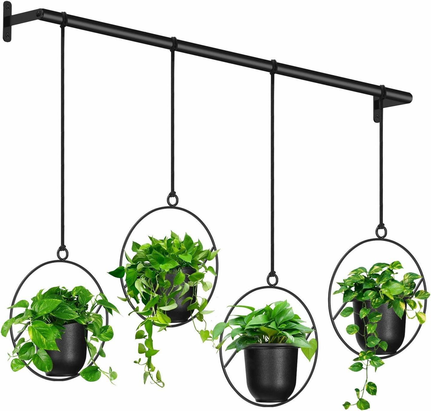 4pcs Hanging Planters, Indoor Metal Plant Hanger with Plastic Pots