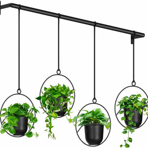 4pcs Hanging Planters, Indoor Metal Plant Hanger with Plastic Pots