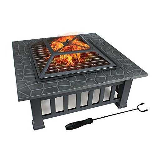 Safe Durable and Rust-resistant Square Mosaic Tile Top Fire Pit Table