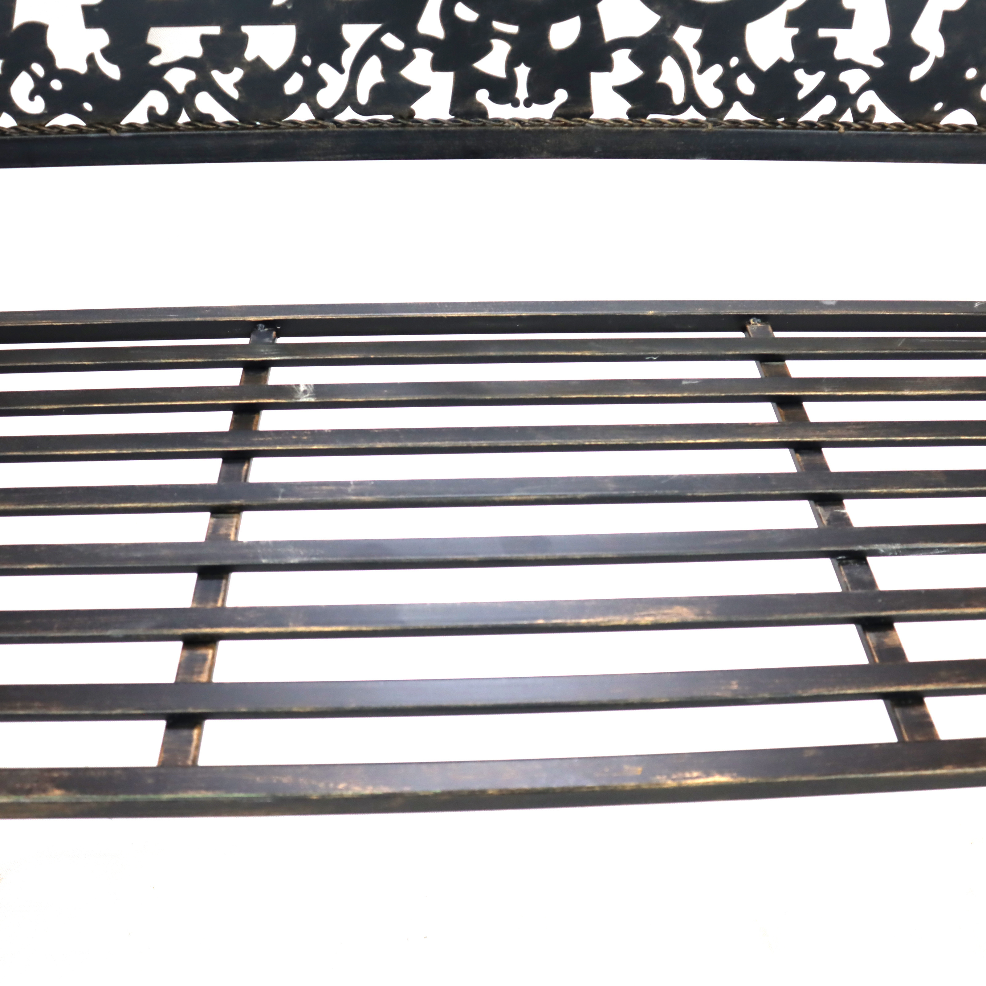 Modern Laser Cut Powder Coating Metal Garden Bench Black Brush Bronze Outdoor Patio Park Yard Furniture for Hall Factory Outlet