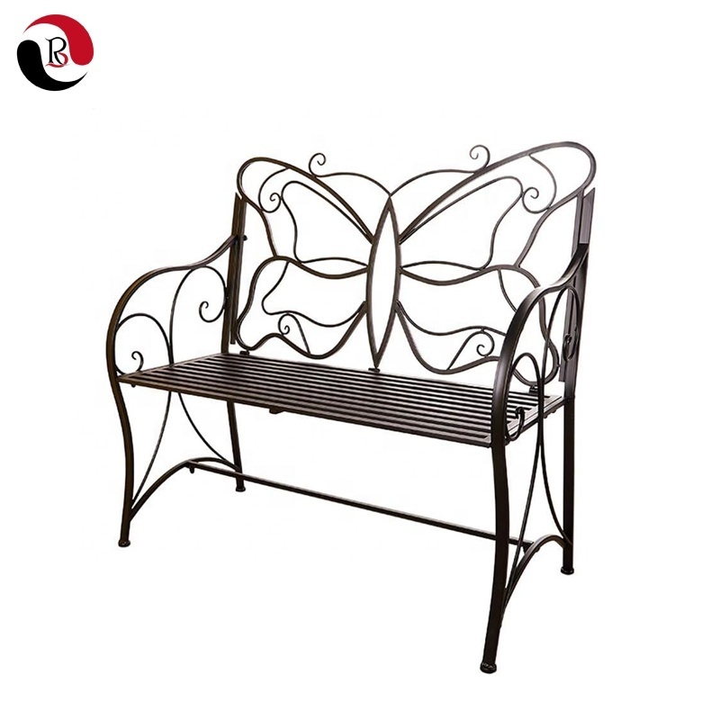 High Quality Outdoor Park Indoor Balcony Durable Leisure Butterfly Backrest Metal Garden Bench