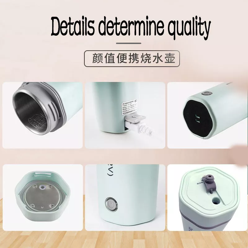 Heating Cup Multiple Voltages Portable Boiling Water Cup Electric Water Bottle Car Travel 350ml Kettle