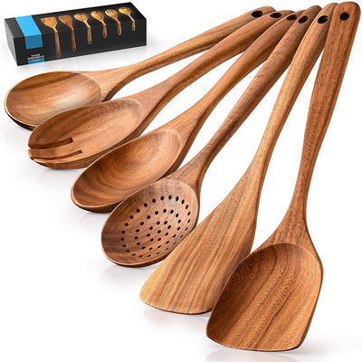 Reusable Household utensil de cozinh chin Teak Wooden Kitchen juego de utensilios de cocina Utensils Set