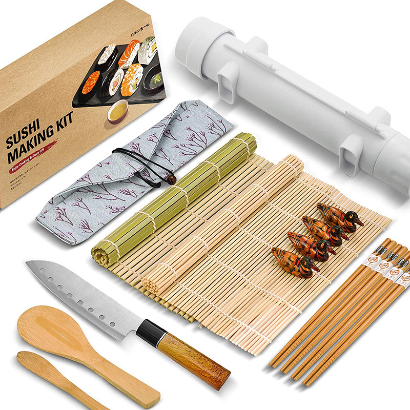 11 pcs Seaweed Rice Roll Tool Bamboo Sushi Making Kit Maker For Beginners/