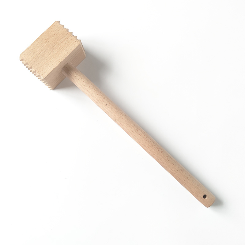 2022 Kitchen Gadgets Eco-Friendly Beech Wood Double Sided Meat Tenderizer Mallet Marinating Prep Tool Hammer