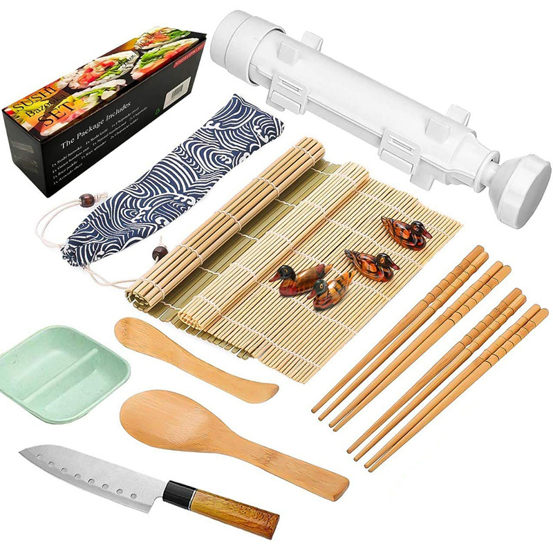 11 pcs Seaweed Rice Roll Tool Bamboo Sushi Making Kit Maker For Beginners/