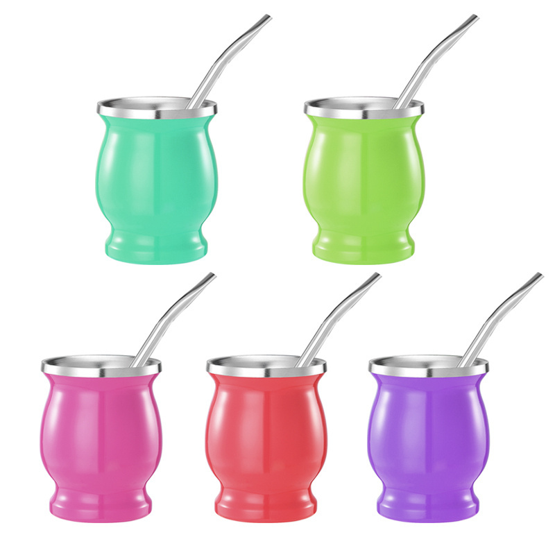 Stocked 230ML Portable Stainless Steel Double wall Yerba Tea Mate Cup with Bombilla straw