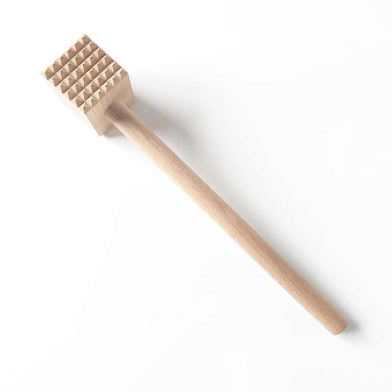 2022 Kitchen Gadgets Eco-Friendly Beech Wood Double Sided Meat Tenderizer Mallet Marinating Prep Tool Hammer