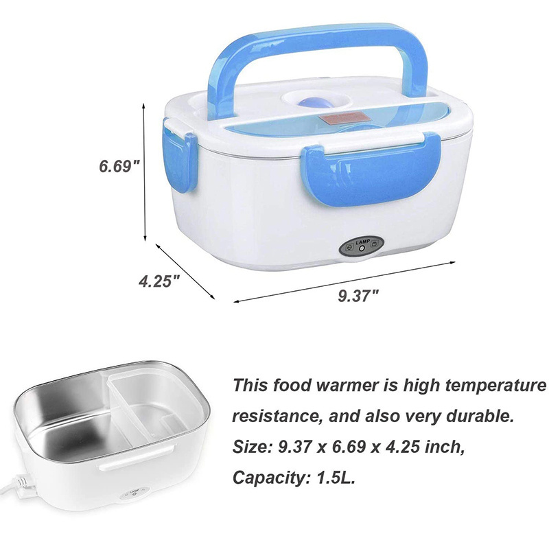 AC110v 240v Portable Tiffin, Electric Car Bento Lunch Box Stainless Steel Heating Food Warmer For Office School/