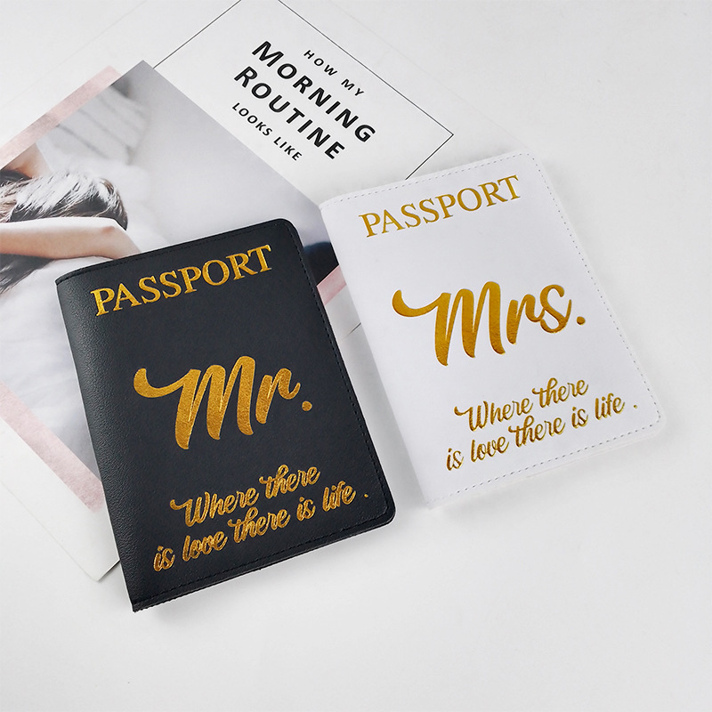 Wholesale Custom Mr and Mrs Wedding Luggage Tag PU Leather Passport Holders and Luggage Tag Set