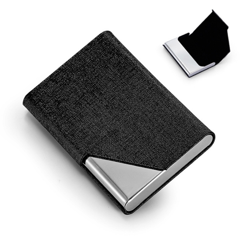 Factory Designer Hot Selling Stainless Steel Mens Metal Business PU Leather Slim Card Holder