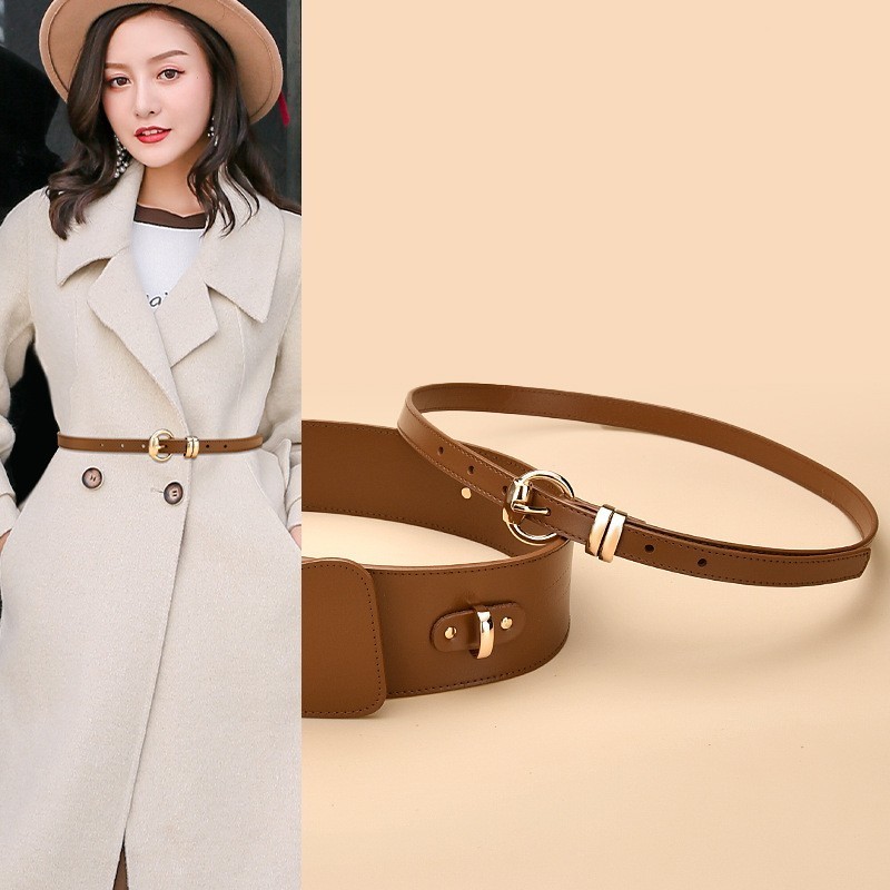 2024 Top Selling Fashion Genuine Leather Belt Fashion Wide Waist Seal Women Waist Belt For Dresses Stretchy Belt