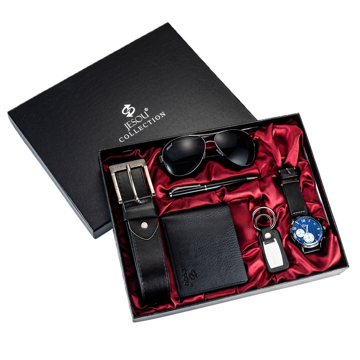 2024 Wholesale Man Belt Sunglasses Wallet Cylindrical Pen Watch Key Chain Exquisite Business Gift Set