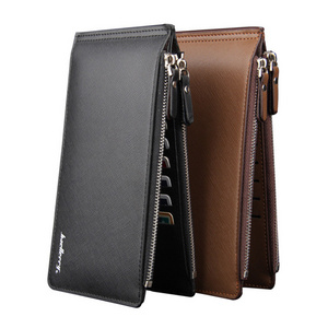 Mens travelling business slim cards holder baellery branded pu leather long wallets for men