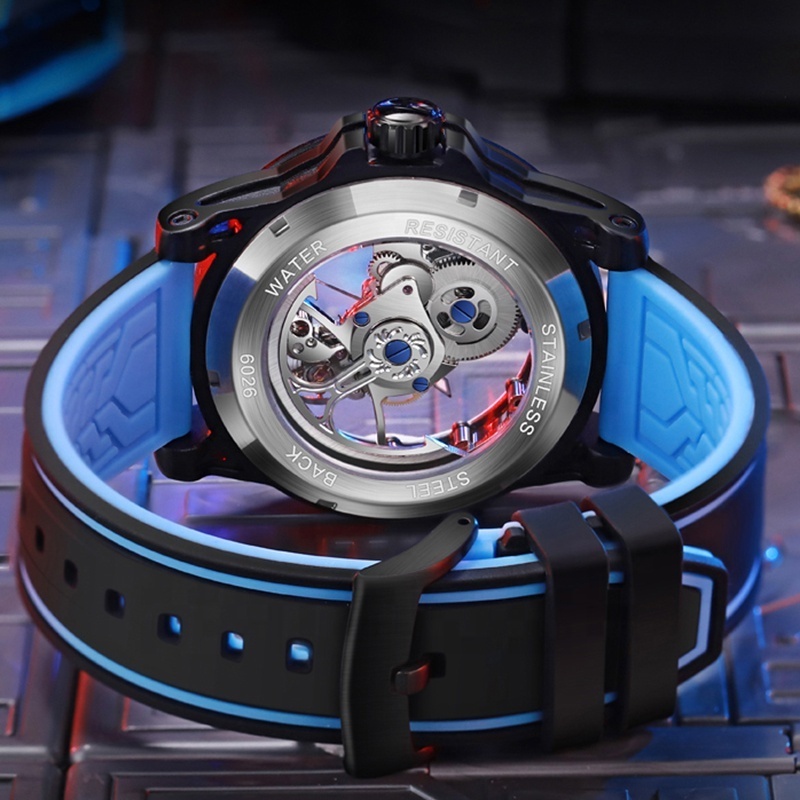 MUSANFIGO Men's Double sided Hollow Automatic Mechanical Watch Personalized Men's Famous Watch Night Glow Trend Gift Table