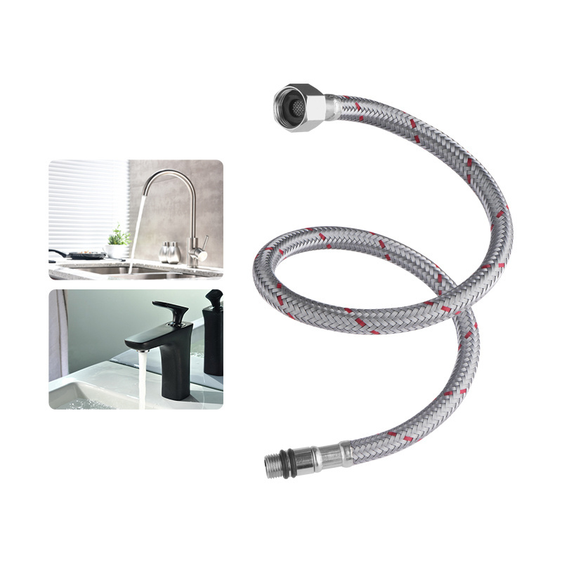 Stainless steel PET flexible braided metal hose 30mm nut metal high pressure water inlet hose faucet explosion-proof pipe