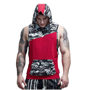 Wholesale Oem Fashion Polyester Tops Gym Vest Men Multi Pocket With Hood Camouflage Vest