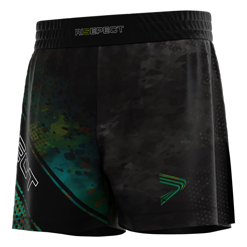 Engage gladiator venom no fight grappling shorts with long slits mid thigh cut fitted hybrid mma shorts