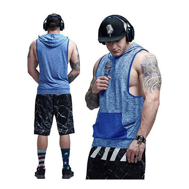 Wholesale Oem Fashion Polyester Tops Gym Vest Men Multi Pocket With Hood Camouflage Vest