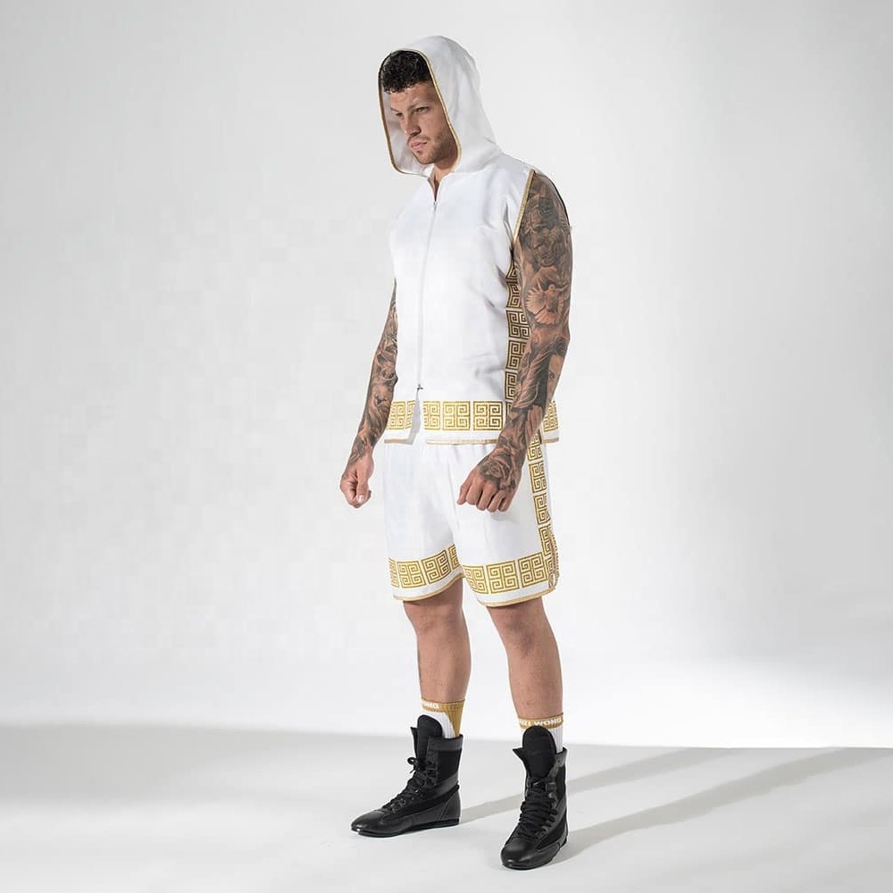 Gold black and white summer beach mma training muay thai wickedi kick pakistan boxing shorts