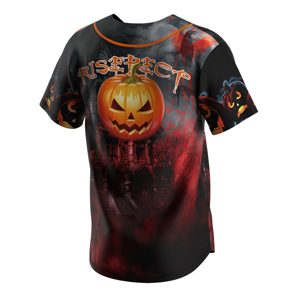 Oem V Neck Street Culture Halloween Pumpkin  down short sleeve shirt jerseys india 100% cotton full button baseball jersey