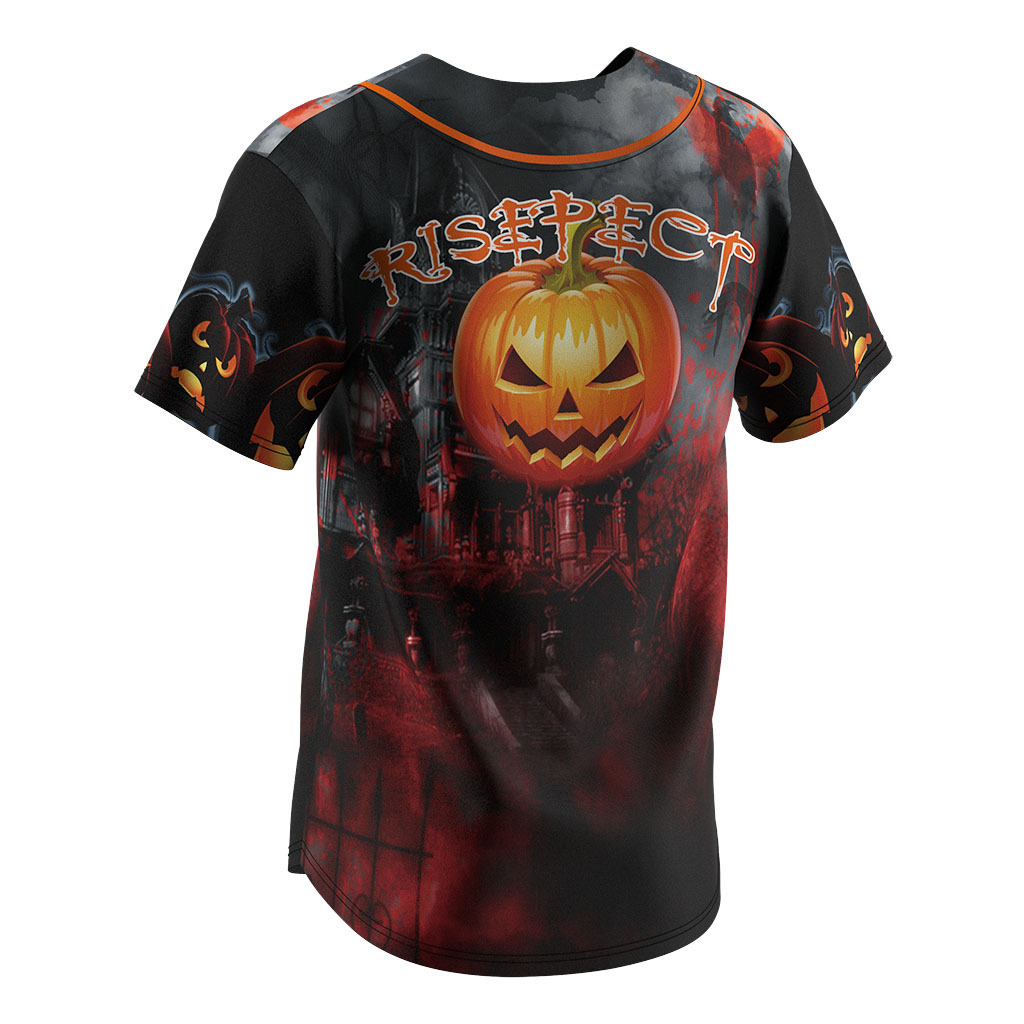 Oem V Neck Street Culture Halloween Pumpkin  down short sleeve shirt jerseys india 100% cotton full button baseball jersey