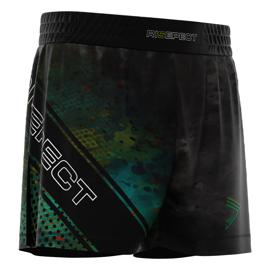 Engage gladiator venom no fight grappling shorts with long slits mid thigh cut fitted hybrid mma shorts