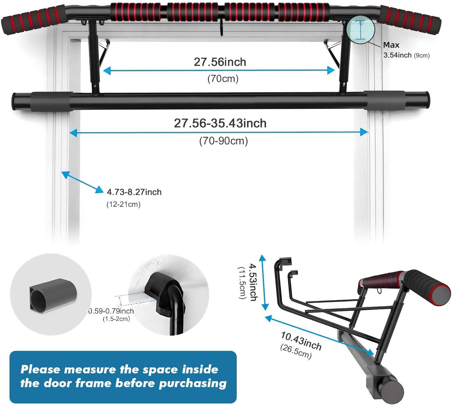 2023 New Customizable door pull up bar chin up situp dips gym fitness of doorway pull up bar