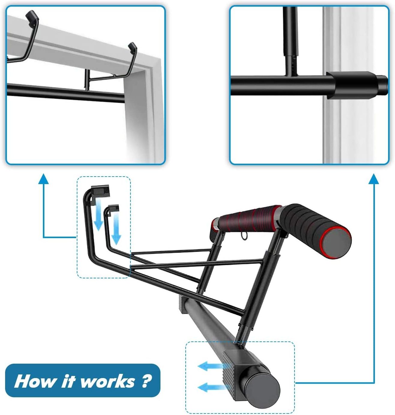 2023 New Customizable door pull up bar chin up situp dips gym fitness of doorway pull up bar