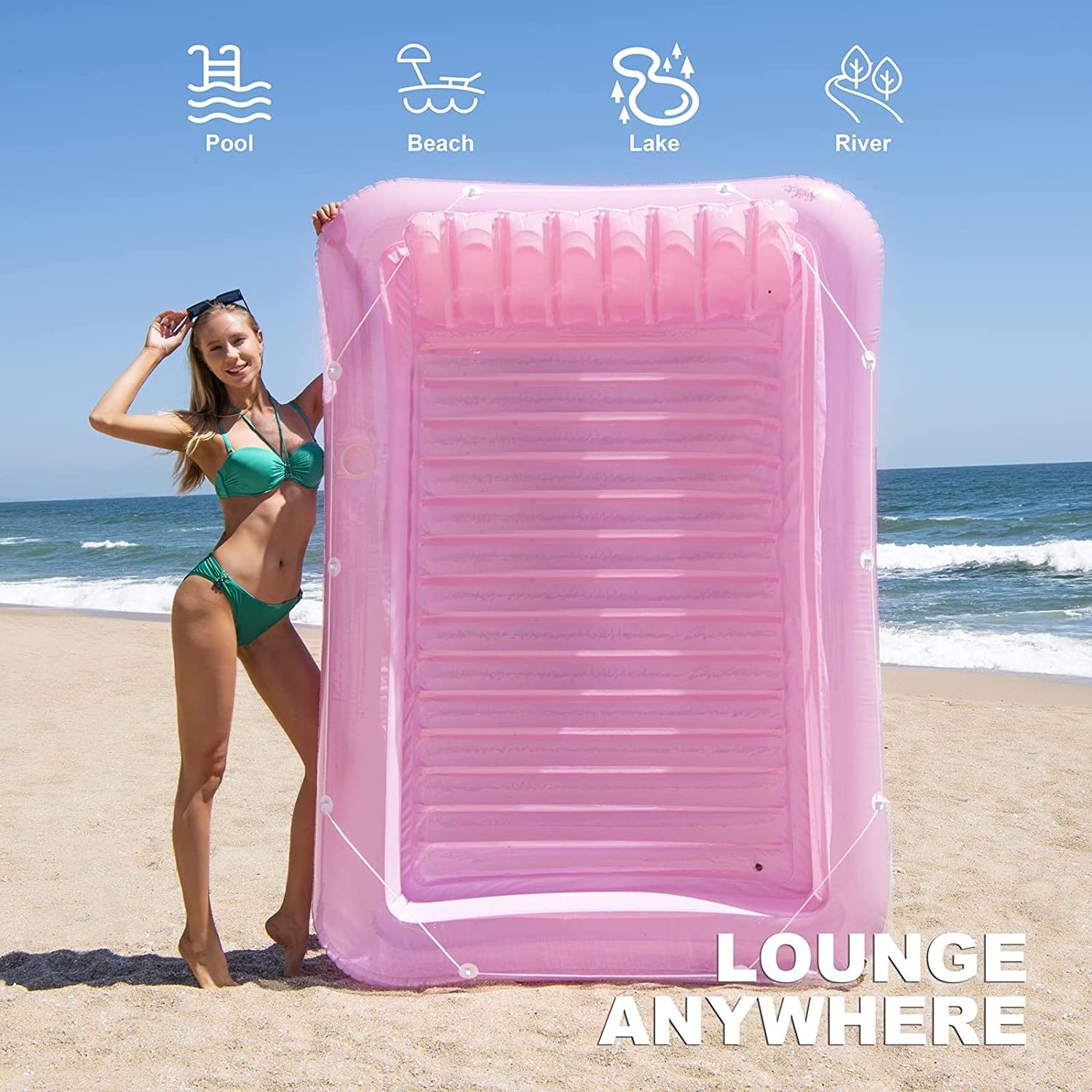 Pool Lounger Raft Floats Blow Up Tanning Pool Inflatable Pool Floats for Adults