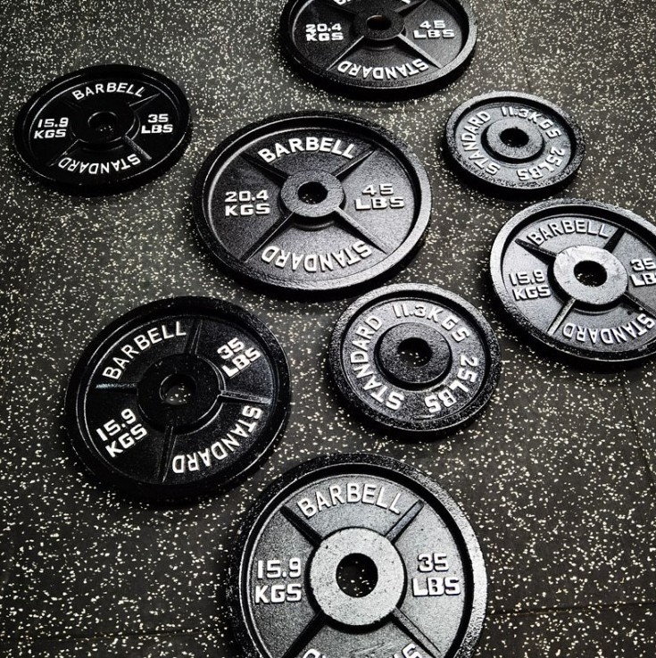 2023 New Wholesale Cast Iron 2-inch Gym Equipment Grip Plate Barbell Standard Weights Plate For Weight Lifting Training