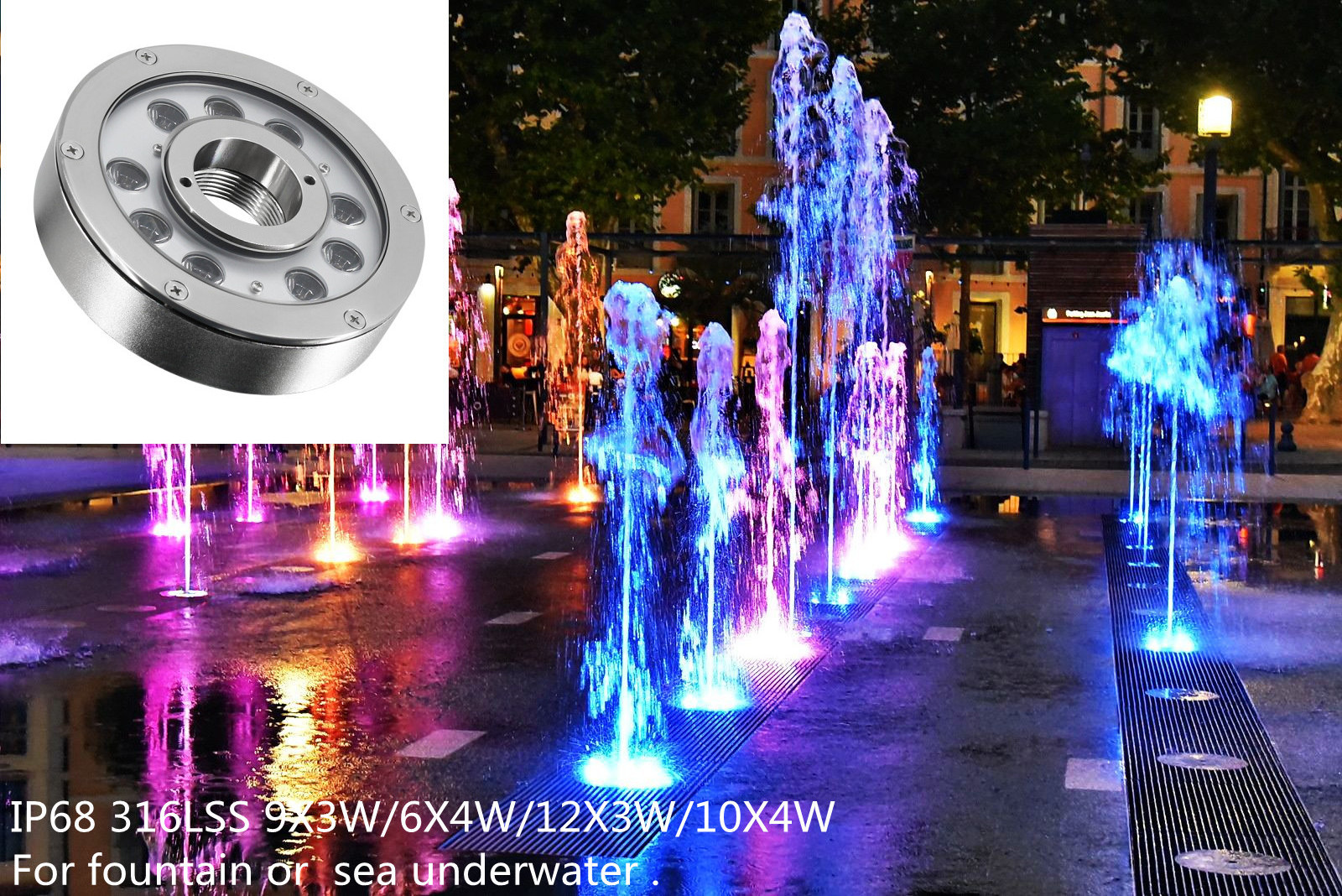 RGB Nozzle LED Fountain Ring Lamp 316L Stainless Steel IP68 Waterproof Submersible Pond Feature Water Column Upward Lighting