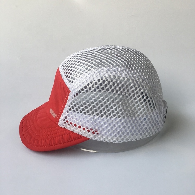 Riseman unconstructed Folding Brim 5 Panel Breathable Sport Mesh cap Quick Dry Running Hat