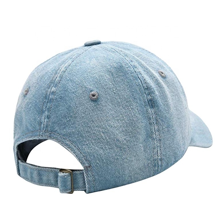 Unisex Light blue Washed Organic Cotton Baseball Cap  Custom Blank Jean Dad Hat