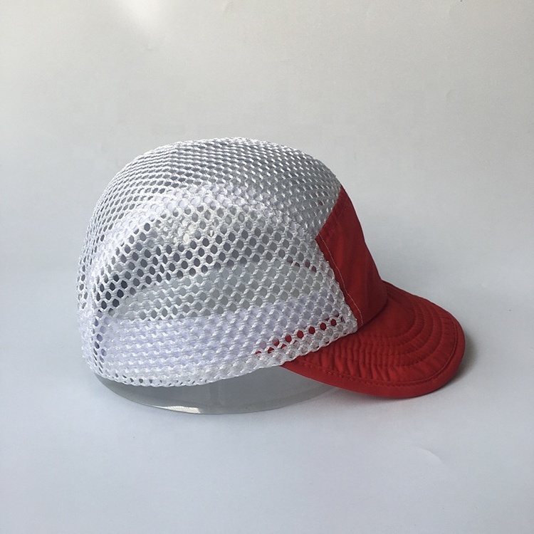 Riseman unconstructed Folding Brim 5 Panel Breathable Sport Mesh cap Quick Dry Running Hat