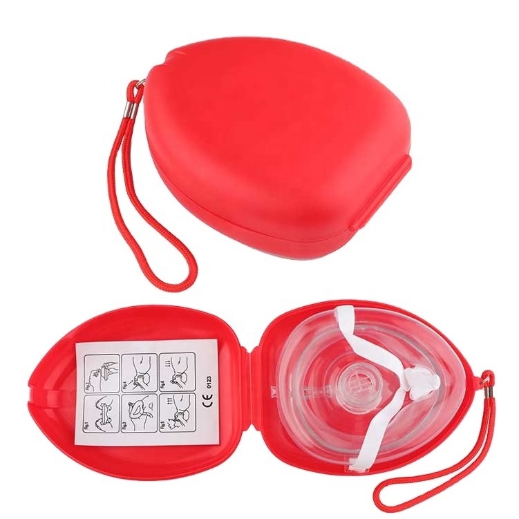 disposable cpr face mask one -way valve with hard case faceshield manikins training