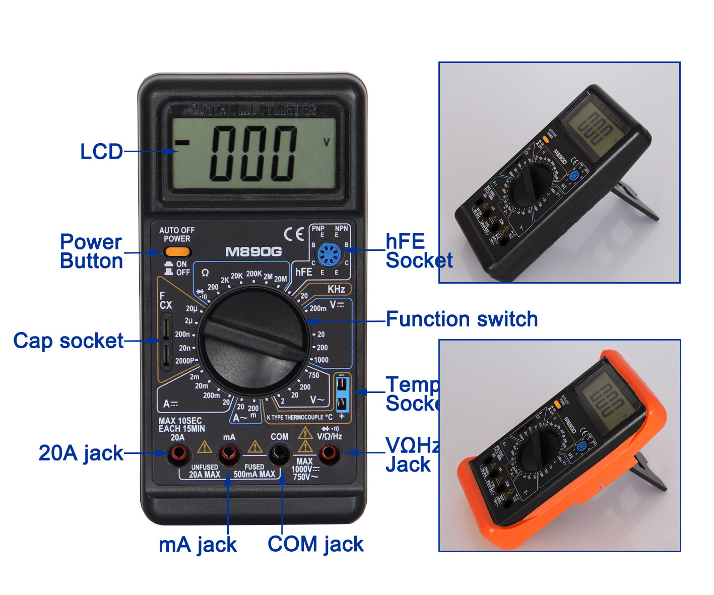 Super Full Screen Rechargeable Auto Range Digital Professional Multimeter Easy to Read Easy to Operate M890G