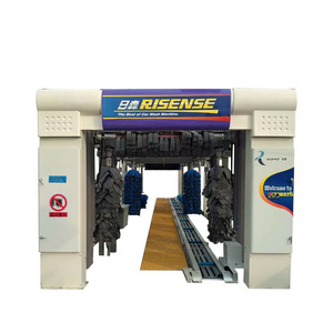 Risense conveying belt full automatic 9 brushes auto car wash tunnel for car wash with air dryer