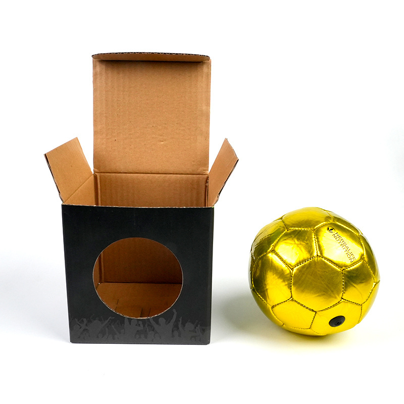 Custom printed football packaging corrugated sport box shipping box for soccer ball with window