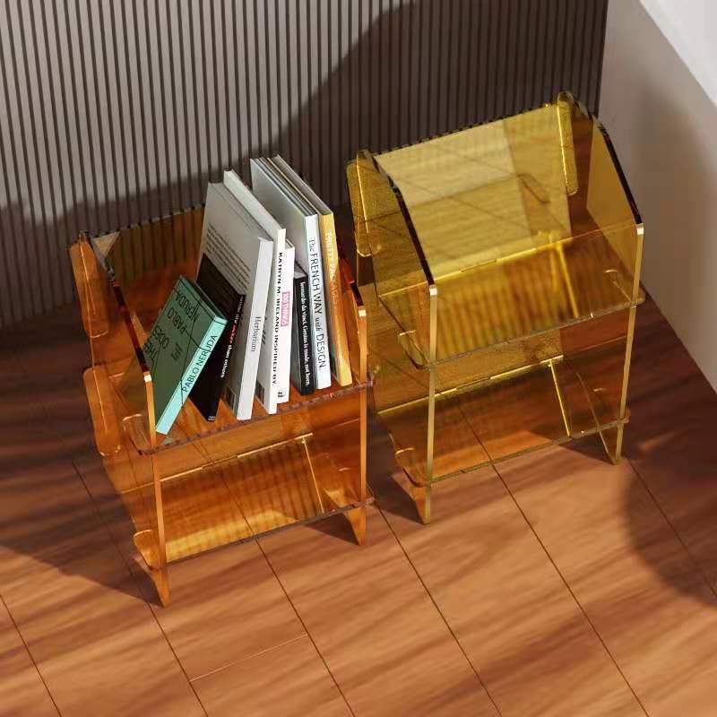 Factory direct sales acrylic bookshelf transparent high-grade floor shelf small bookcase desktop modern simple storage rack