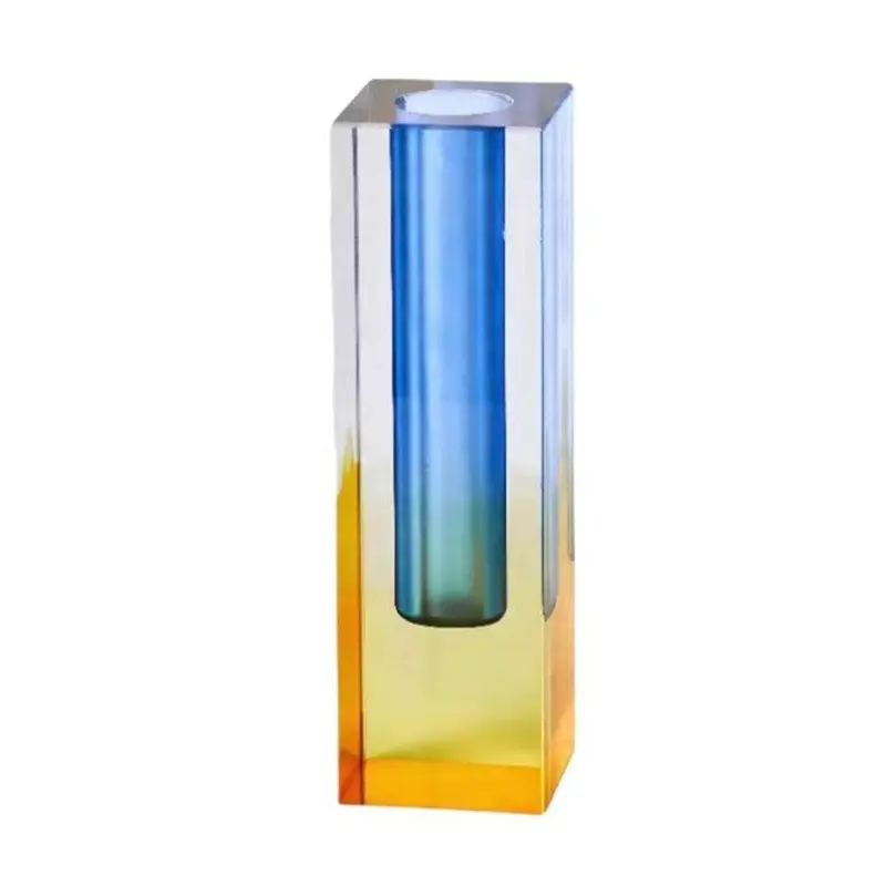 Factory Customized Pink and Blue Acrylic Bud Vase Colorful Table Vase