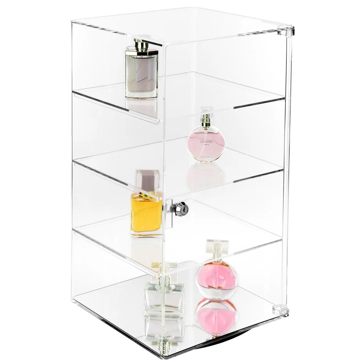 ROTATING ACRYLIC DISPLAY STAND LOCKABLE SHOWCASE DISPLAY CASE