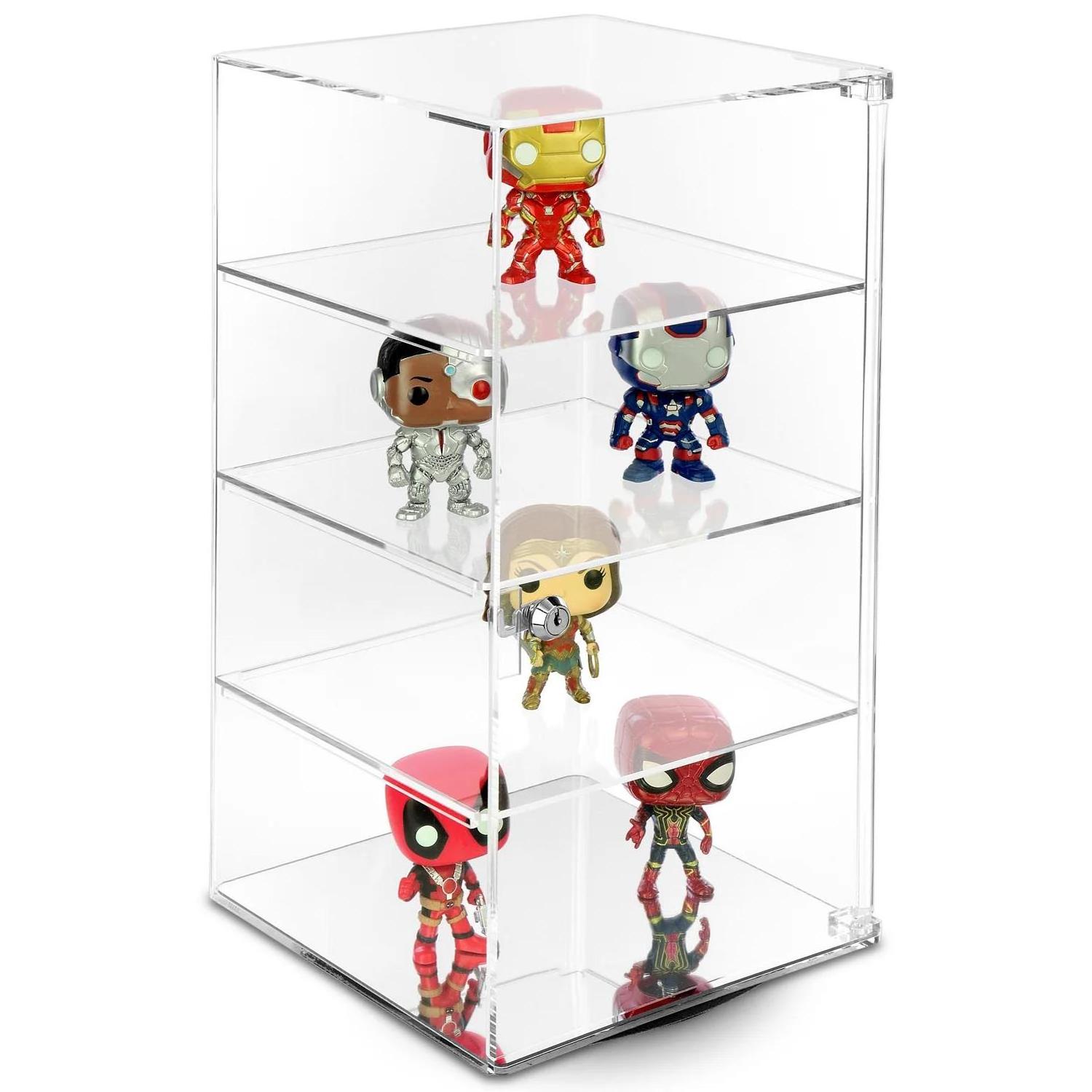 ROTATING ACRYLIC DISPLAY STAND LOCKABLE SHOWCASE DISPLAY CASE